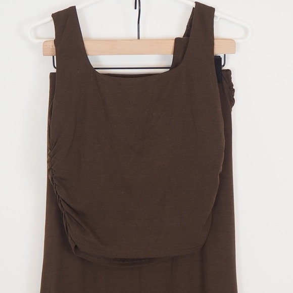 OGL Matching Set Ruched Square Neck Brami Tank & A-line Maxi Skirt Sz Med Brown - Picture 14 of 15